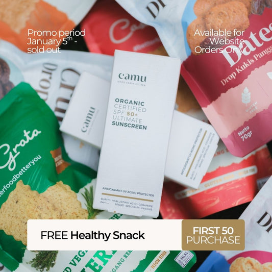 Camu Ultimate Organic Sunscreen SPF50+ | FREE HEALTHY SNACK CASA GRATA